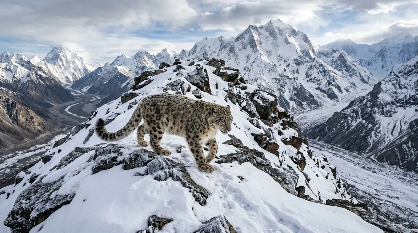 Snow Leopard in High Mountains of Pakistan